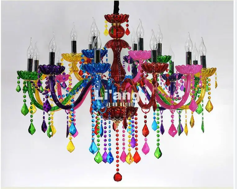 Colorful Crystal Chandelier Living Room lustres de cristal Decoration Colorful Pendant Art Chandeliers Home Lighting Indoor Lamp