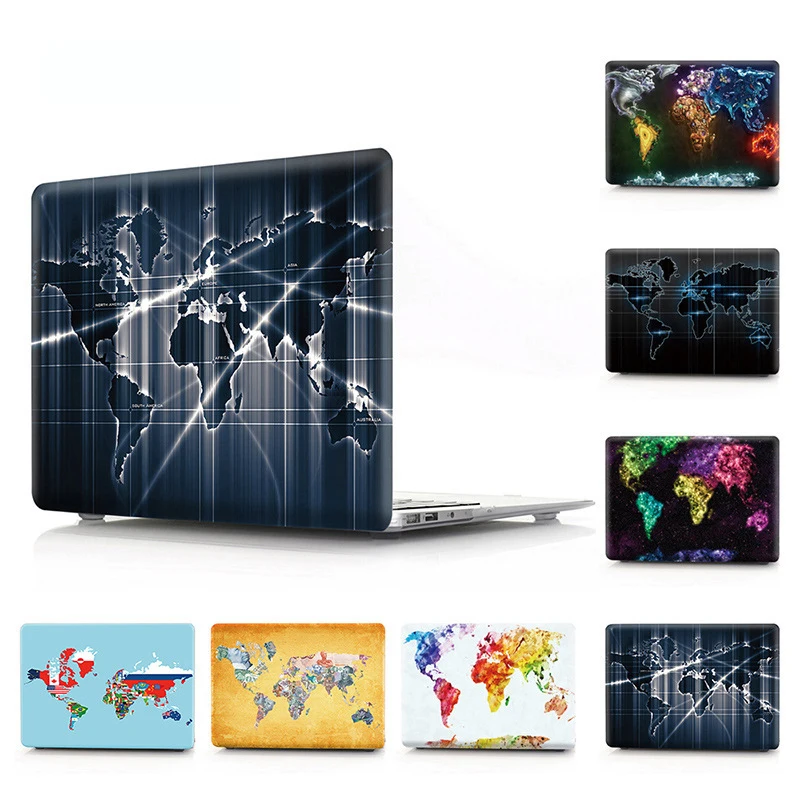 

Colourful Map Pattern Hard Laptop Case for MacBook Air Pro Retina 11 12 13 15 Cover for Macbook A1707 A1706 A1708 Touch Bar Case