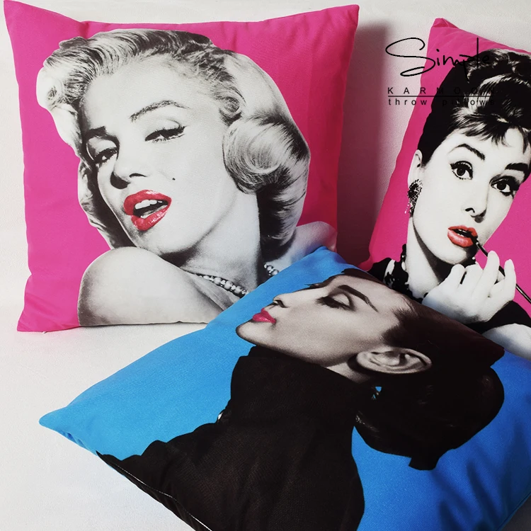 Retro Simple Hepburn Pillow,Red marilyn monroe cushion pillow,office