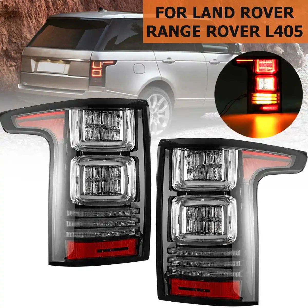 Для LAND ROVER RANGE ROVER L405 2013- 1 пара задние тормозные фонари бампер отражатель задний стоп-сигнал Белый Стиль крышки - Испускаемый цвет: 1 Pair