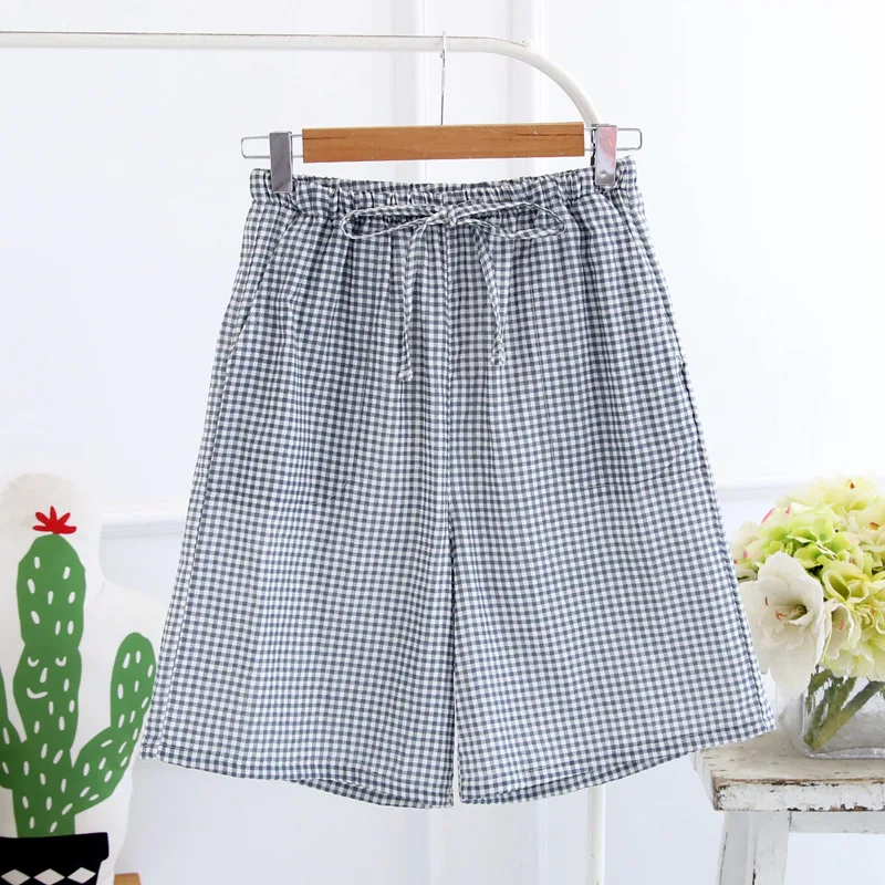 Summer Home Pajama Couples Shorts Men Sleepwear Sexy Pajamas Bottom Cotton Gauze Shorts Comfortable and Breathable Mansleepwear custom pajama pants