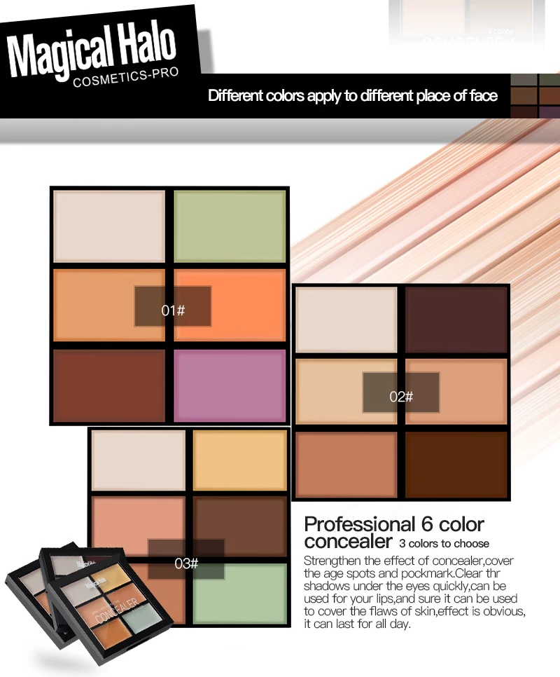 Concealer Cream Contour Palette Kit Professional Brand Makeup 6 Colors Bronzer & Highlighter Powder Trimming Face Concealer (5)