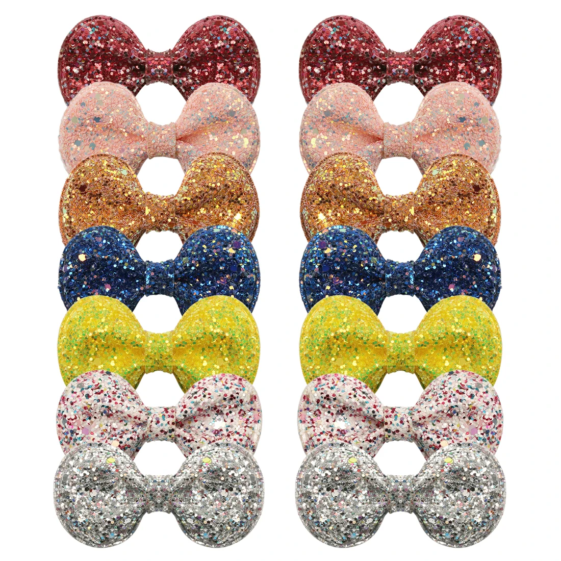 

14pcs/lot Sparkly Glitter Pink Bows Mini Mermaid Bow Hairpin Sequins Bowknot Barrettes Girls Children Rainbow