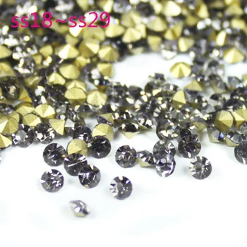 

Black Diamond~Size SS18~SS29 Round Crystal loose pointback rhinestone,Glass glue on nail art rhinestones