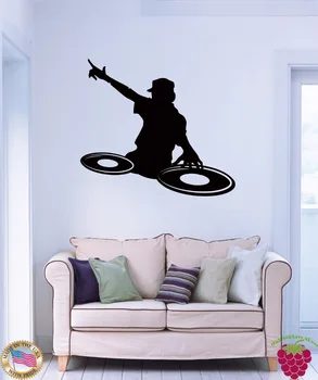 

Disco Wall Stickers Vinyl DJ Music Youth Dee Jay Night Clubs