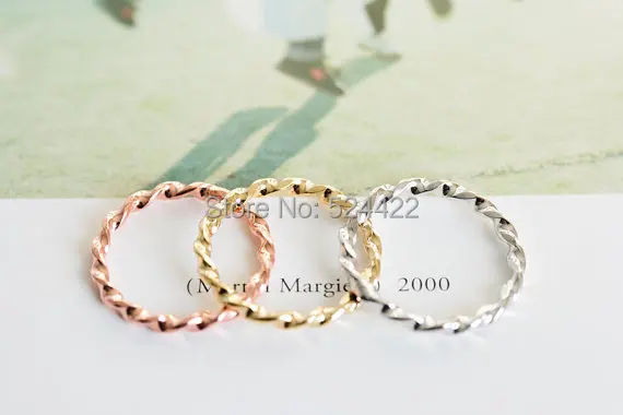 

Free shipping 30pcs/lot Unique brief fashion twisted rope small ring gold/rosegold plated austrian crystal ring JZ214