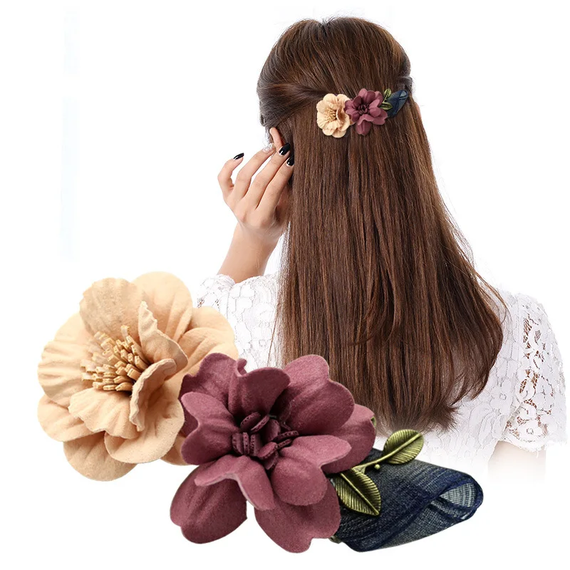 

Korean Adult Head Flower Hair Spring Clip Hairgrip Fabric Elegant Hairpins Ponytail Headwear for Girls Women Dress Accessories