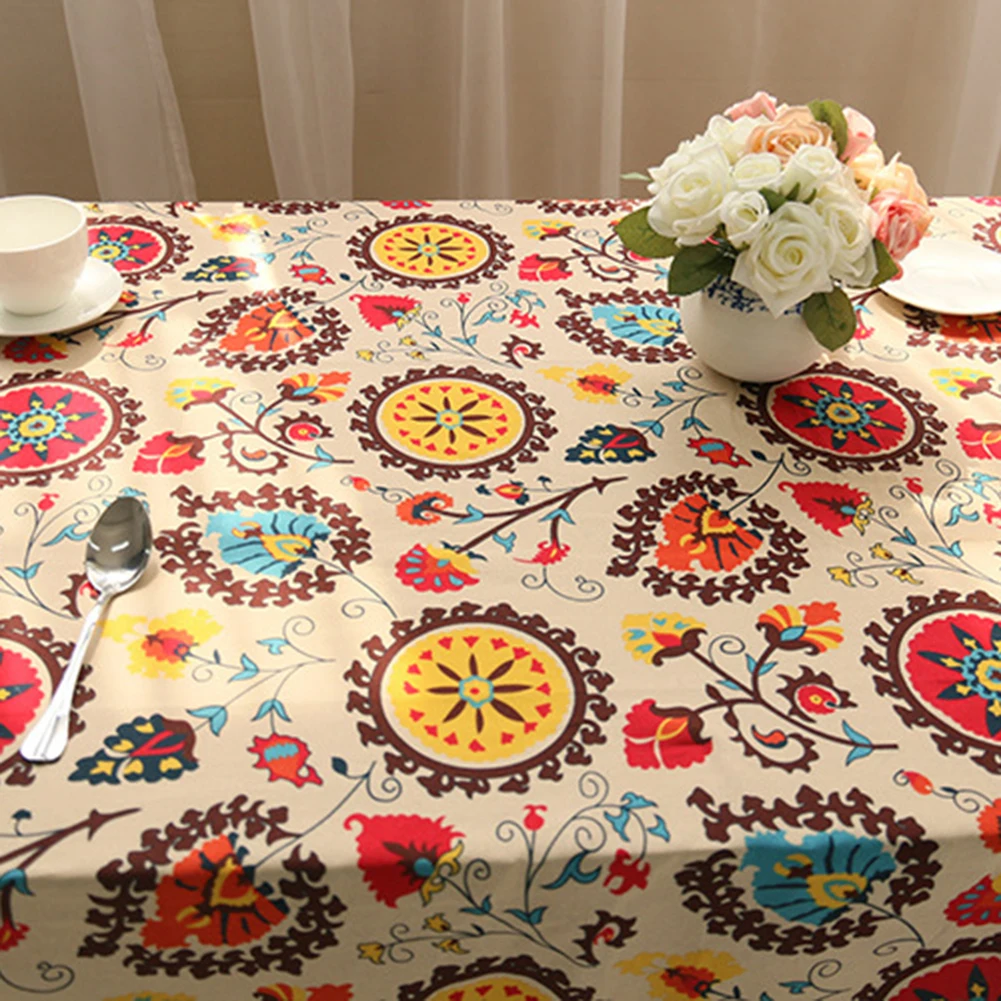 Bohemia Ethnic Style Tablecloth Home Table Cover Decor Cotton Linen