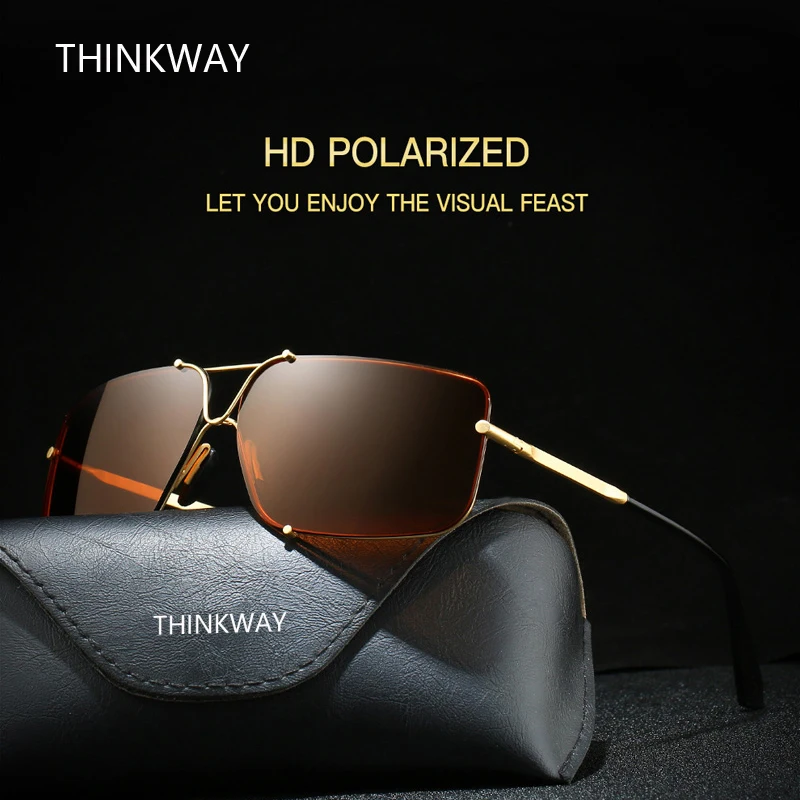 THINKWAY YHD039 Высококачественная оправа из сплава солнцезащитные очки мужские Поляризованные Солнцезащитные очки женские солнцезащитные очки gafas de sol с футляром для очков