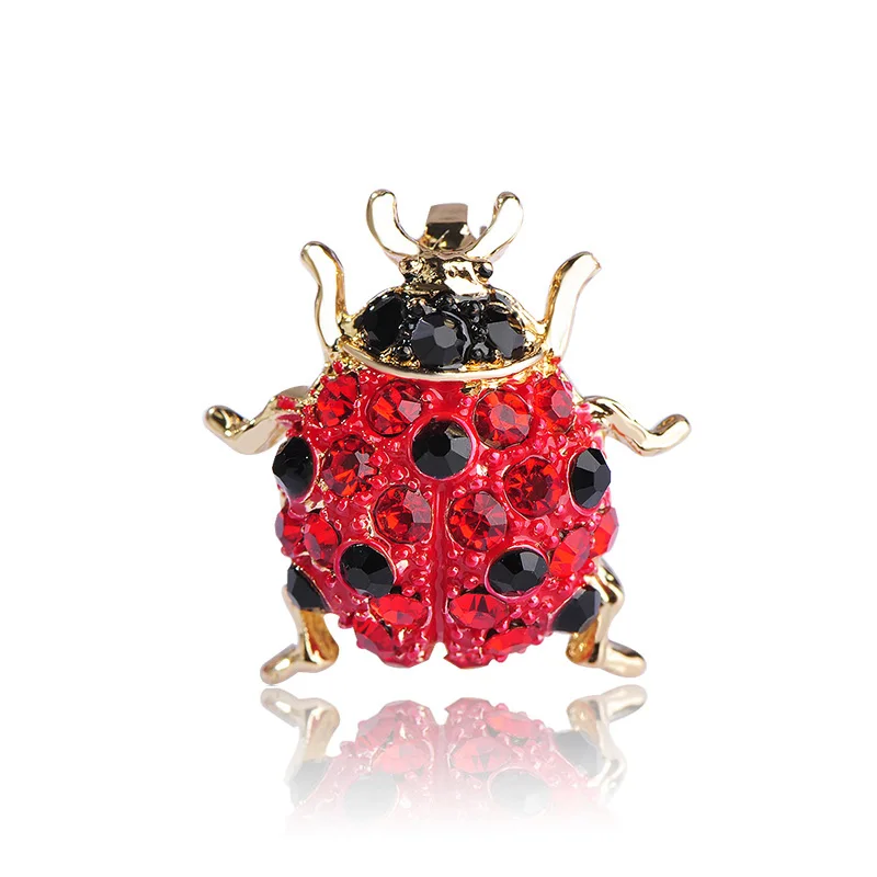 Blucome Cute Beetle Ladybug Brooches For Women Man Kids Crystals Mini Insect Broches Hijab Scarf Pins Joyas Coat Sweater Spille