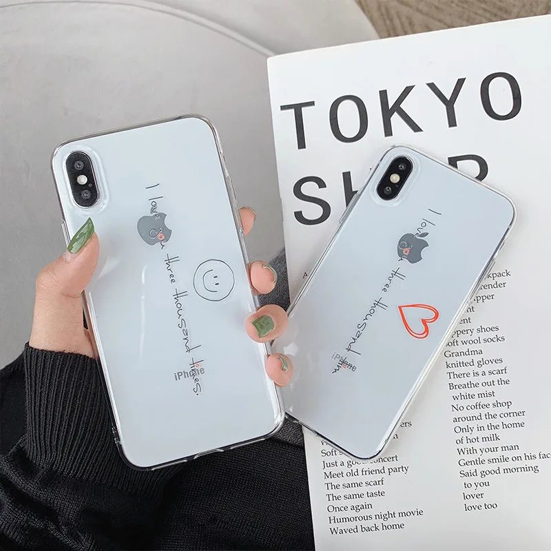

Ottwn Lucency Letter Smile Phone cases For iPhone 6 6S 7 8 Plus X XR XS Max Transparency Soft Silicon Chic Back Case Cover Capa