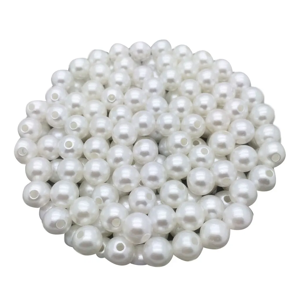 100 шт Акриловые круглые жемчужные бусины для изготовления браслетов по доступной цене - Цвет: Белый