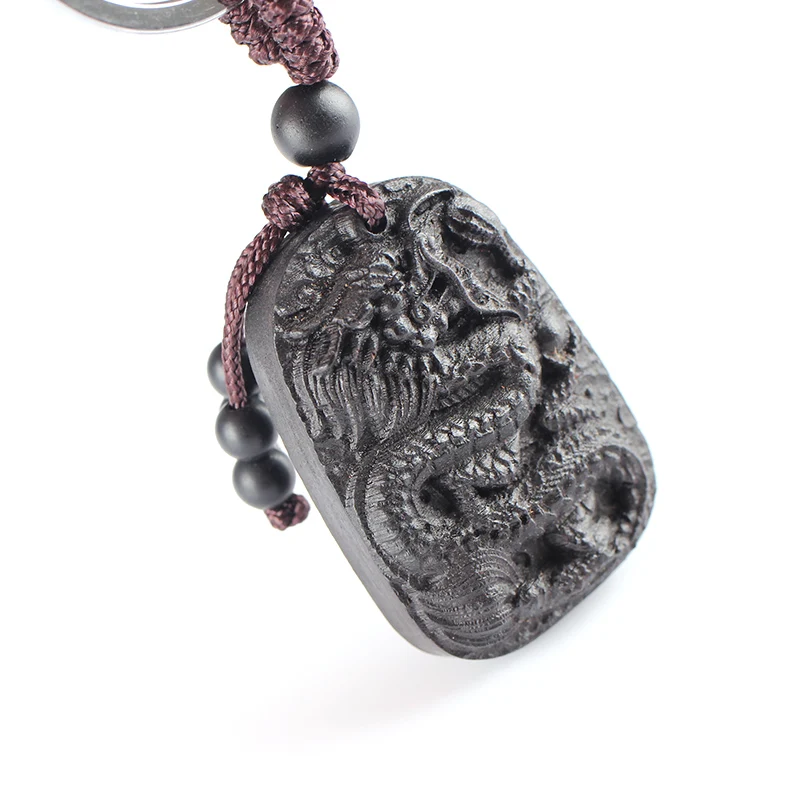 

Chinese Dragon Classic Peace Key Ring Products Ethnic Jewelry Ebony Keychain The New Traditional Wood Key Chain Car Accessories