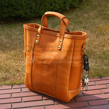 

[B-5052] DIY handmade leather neutral large handbag drawing tanned leather tote bag big bag pattern drawings