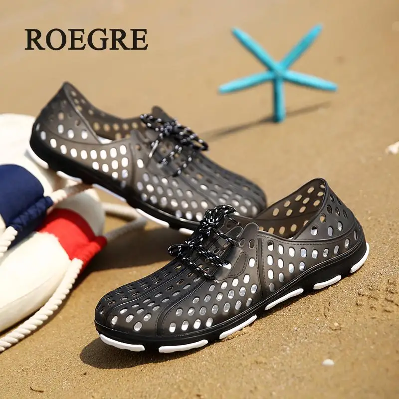 ROEGRE2018 Новое поступление мужские летние пляжные шлепанцы дышащие сандалии для воды Мужская садовая обувь Открытые пляжные сланцы желе S