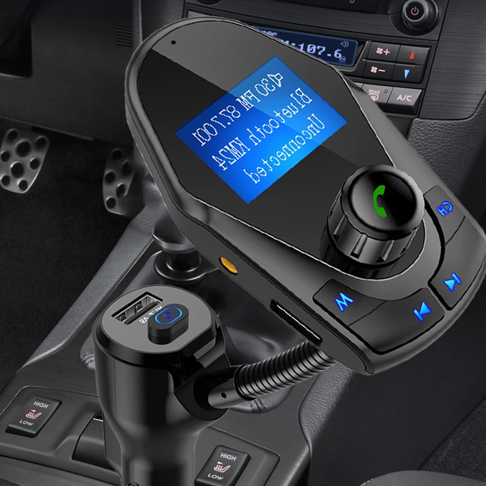 JINSERTA Bluetooth 5,0 FM передатчик громкой связи Автомобильный MP3-плеер ВКЛ-ВЫКЛ двойной USB порт быстрое зарядное устройство 3,5 мм вспомогательный аудиоресивер