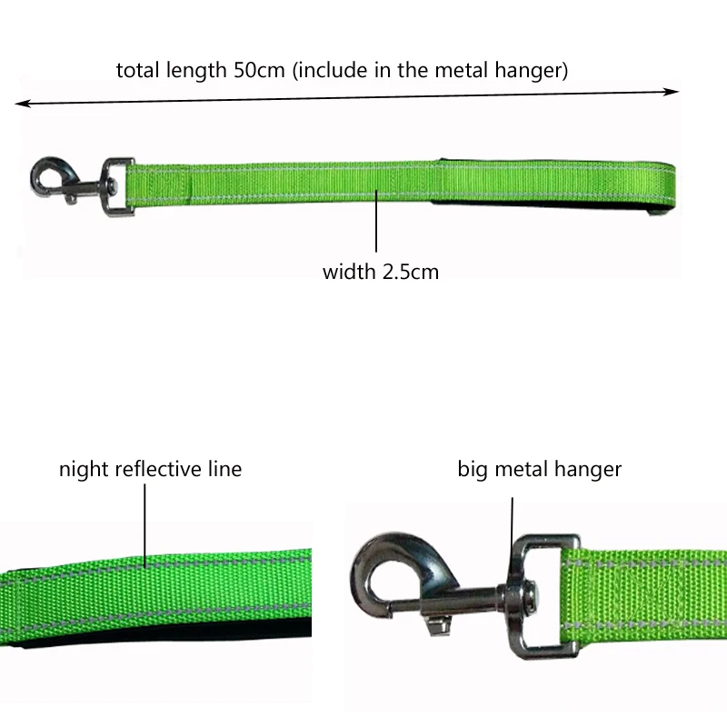 [Задняя часть] сильный собачий пояс Тяговый канат Большая Собака 50 см короткий поводок ошейник нейлоновая веревка для больших собак аксессуары CL106green