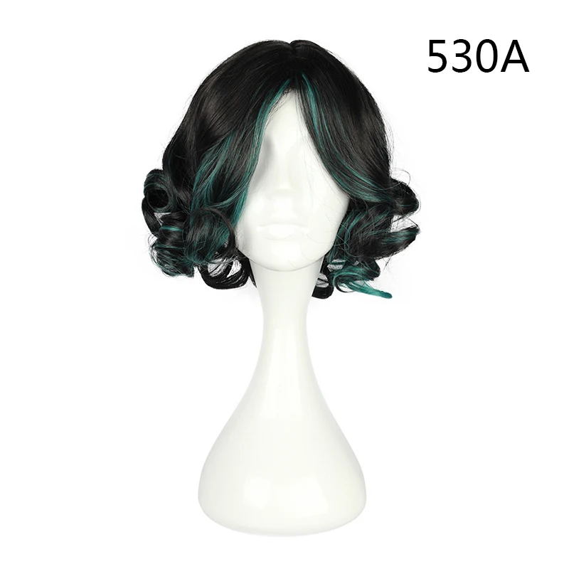 MCOSER 30 см короткий Синт кудрявый Синий Розовый 8 видов стилей цвета синтетический Хэллоуин маскарадный парик для вечеринки высокотемпературный волоконный парик-53 - Цвет: T1B/613