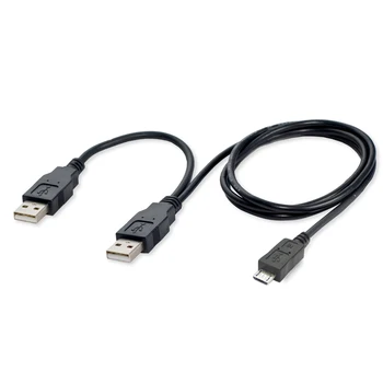 

USB 2.0 two Male to Micro USB 5Pin Male Y Cable 80cm for external Hard Disk Drive