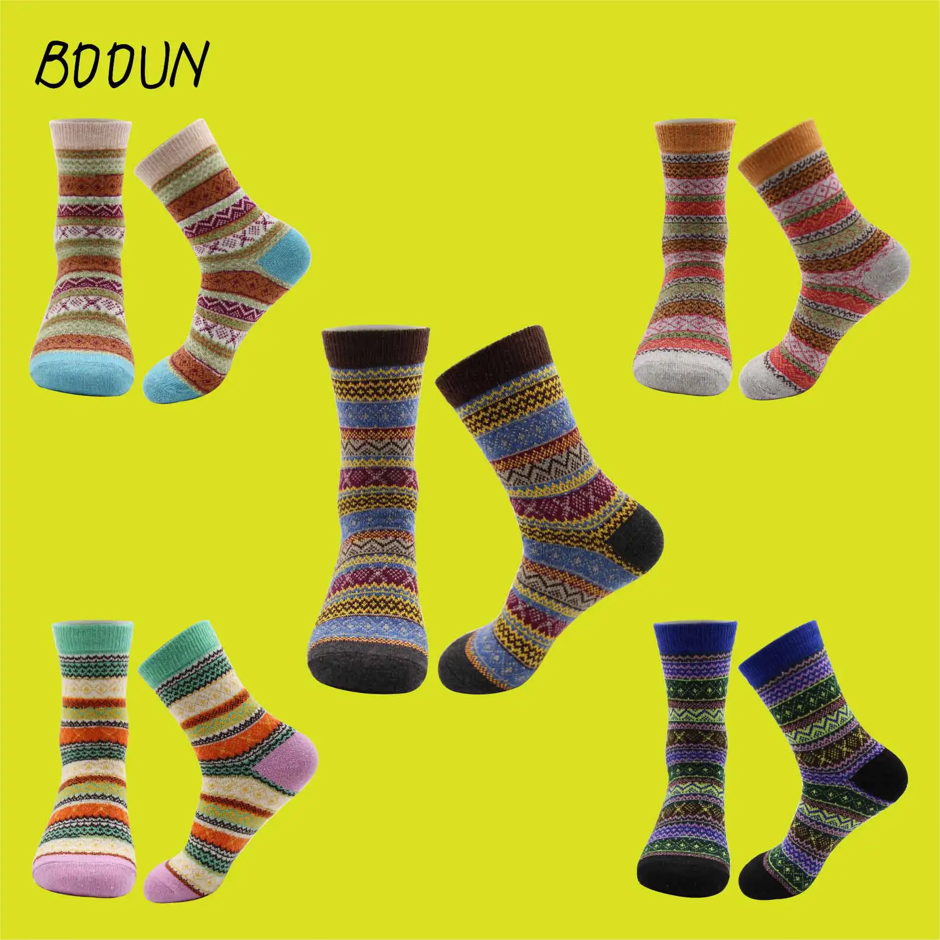 

Gifts for women winter thermal woolen compression socks recreational retro style five colors
