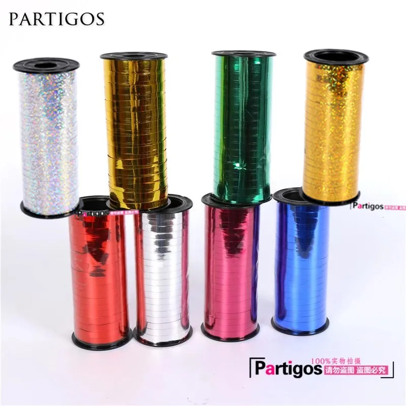 

1pc 10*5cm 100yard Foil Metallic Gold Sliver Laser Light version Ribbon Balloons Birthday Wedding Valentine's day Decor supply