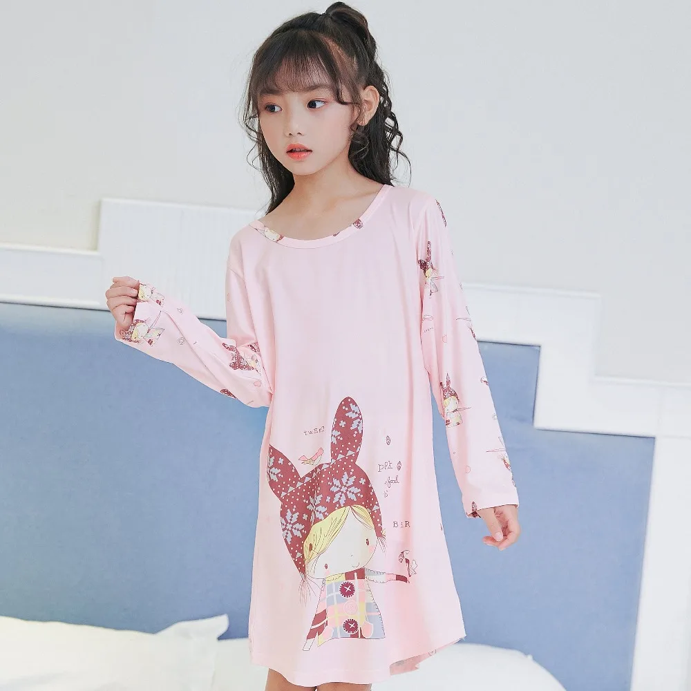 

Hot sale Big Girl Nightdress Autumn Winter Fashion Princess Cartoon Long Sleeve Kids SleepDress Cotton Children Nightgowns HH705