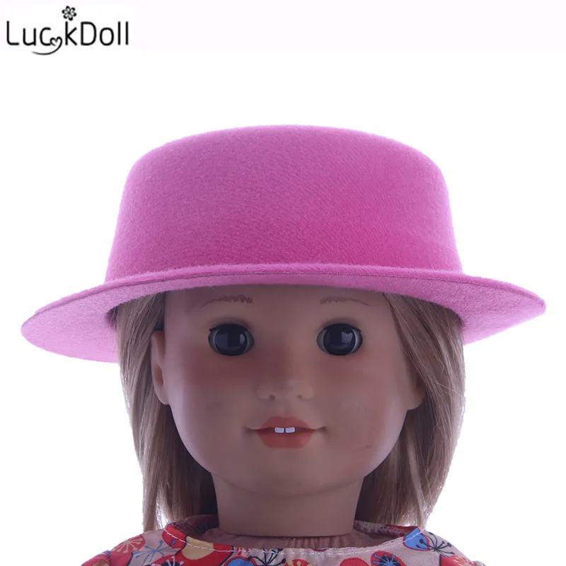 LUCKDOLL модные новые конфетного Цветной шерсть с плоским верхом шапка аксессуары для игрушечной куклы для 18 дюймов американская кукла лучший подарок - Цвет: n309