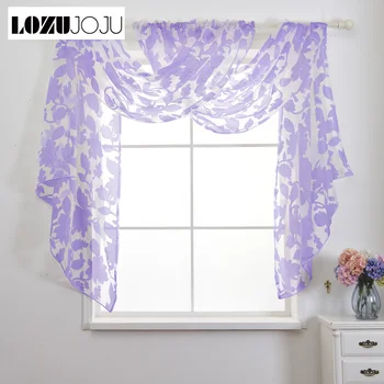 

LOZUOJU Floral tulle fabric treatments panel sheer transparent multi-color unique design ready made jacquard curtains bedroom