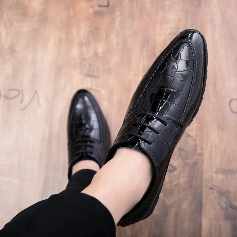 snake skin patent leather formal luxury italian brand glossy dress party cool designer male footwear brogue oxford shoes for men (6)