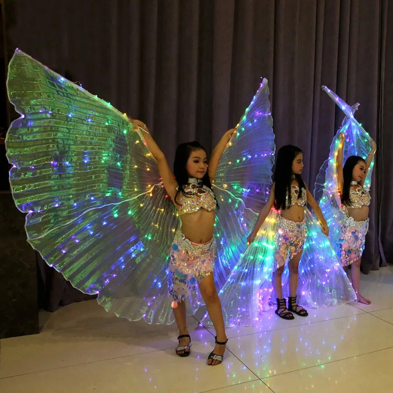 Girls Colored LED Light Belly Dance Wings Butterfly Costume for Kids Oriental Indian Bellydance Performance Dancing Accessories Girls Colored LED Light Belly Dance Wings Butterfly Costume for Kids Oriental Indian Bellydance Performance Dancing Accessories