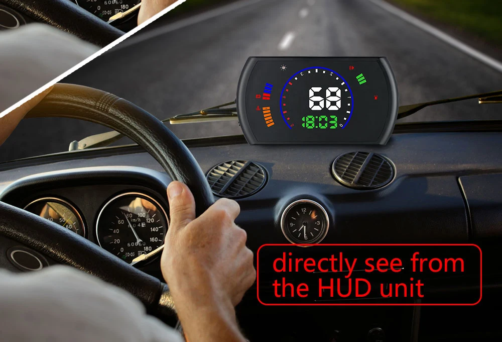 Kebidumei автомобильный HUD Скорость ometer Head Up Дисплей OBD2 лобовое стекло цифровой Скорость проектор через Скорость сигнализации OBD2 для всех транспортных средств