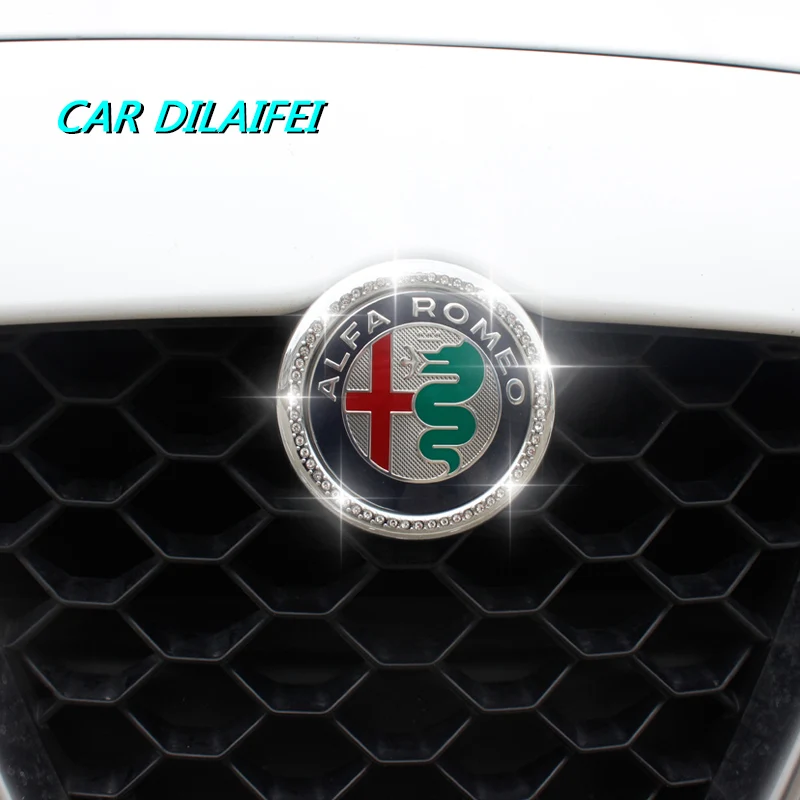

Car Front/Rear Emblem Decorative Frame Sticker Carbon Fiber Style Car Styling for Alfa Romeo Giulia Stelvio