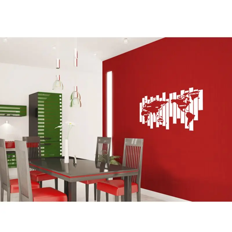 DCTAL World Map Wall Stickers Large New Design Coffee Shop Pattern Map Wall Decal Vinyl Decals World Map Poster Sticker