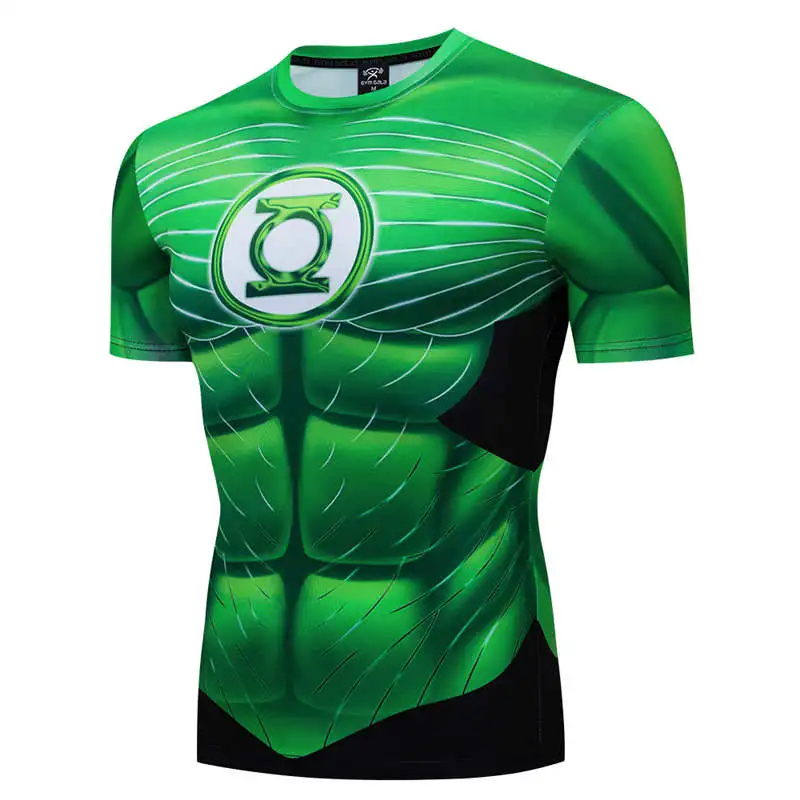 

Green Lantern Sports Running T-shirts Printed Quick Dry Men T-shirt Workout Fitness Sports Running Yoga Athletic Breathable Top