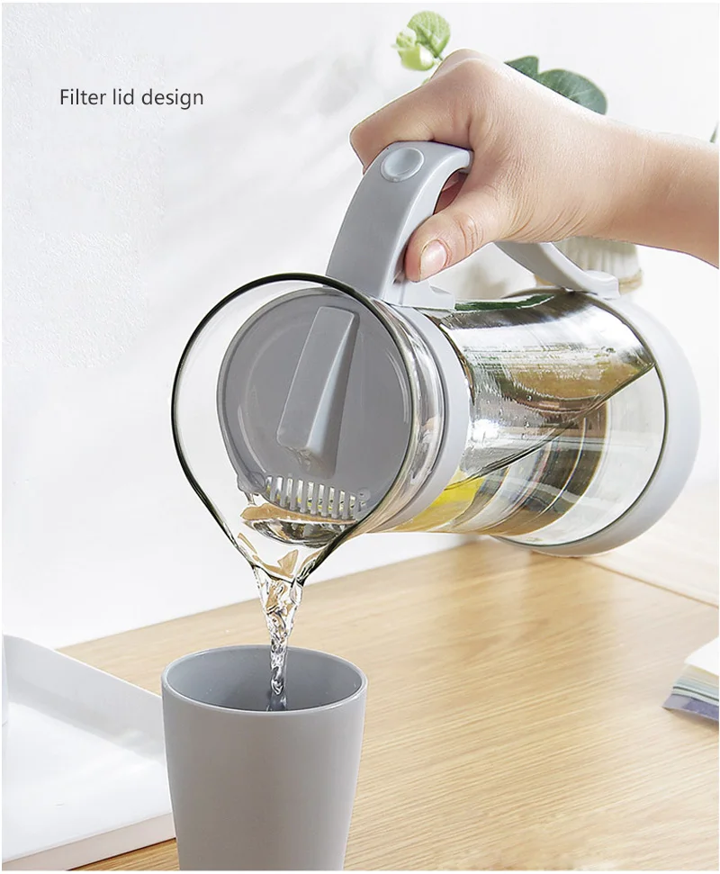Чайники большой емкости прозрачные термостойкие высококачественные Стеклянные Чайники с 4 чашками Фильтр контейнер для холодной воды 1.5л