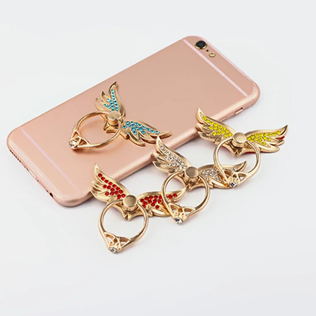 Etmakit New Angel Wings 360 Degree Multi-function Metal Finger Ring Mobile Phone Ring Holder For iPhone Samsung Smart Phones