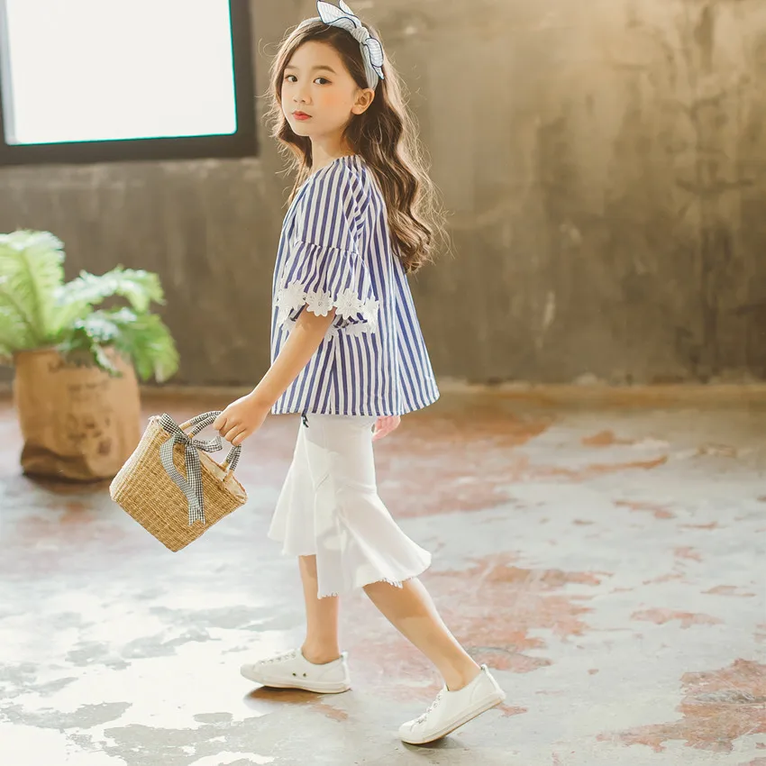 girl clothes 2 pcs sets spring summer striped blouses tops and knee length pants girls clothing sets school kids girl outfits 2 3 4 5 6 7 8 9 10 11 12 13 14 15 years little baby big girls sets clothing (7)