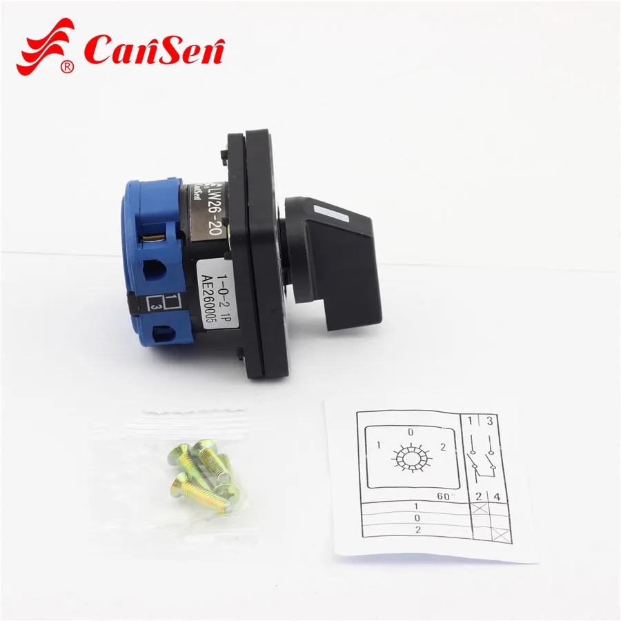 Поворотный выключатель CANSEN CA10 1 P Ith 20 А 3 позиции 0 2 полюс 4 клеммы Man Off Auto|switch 3|switch
