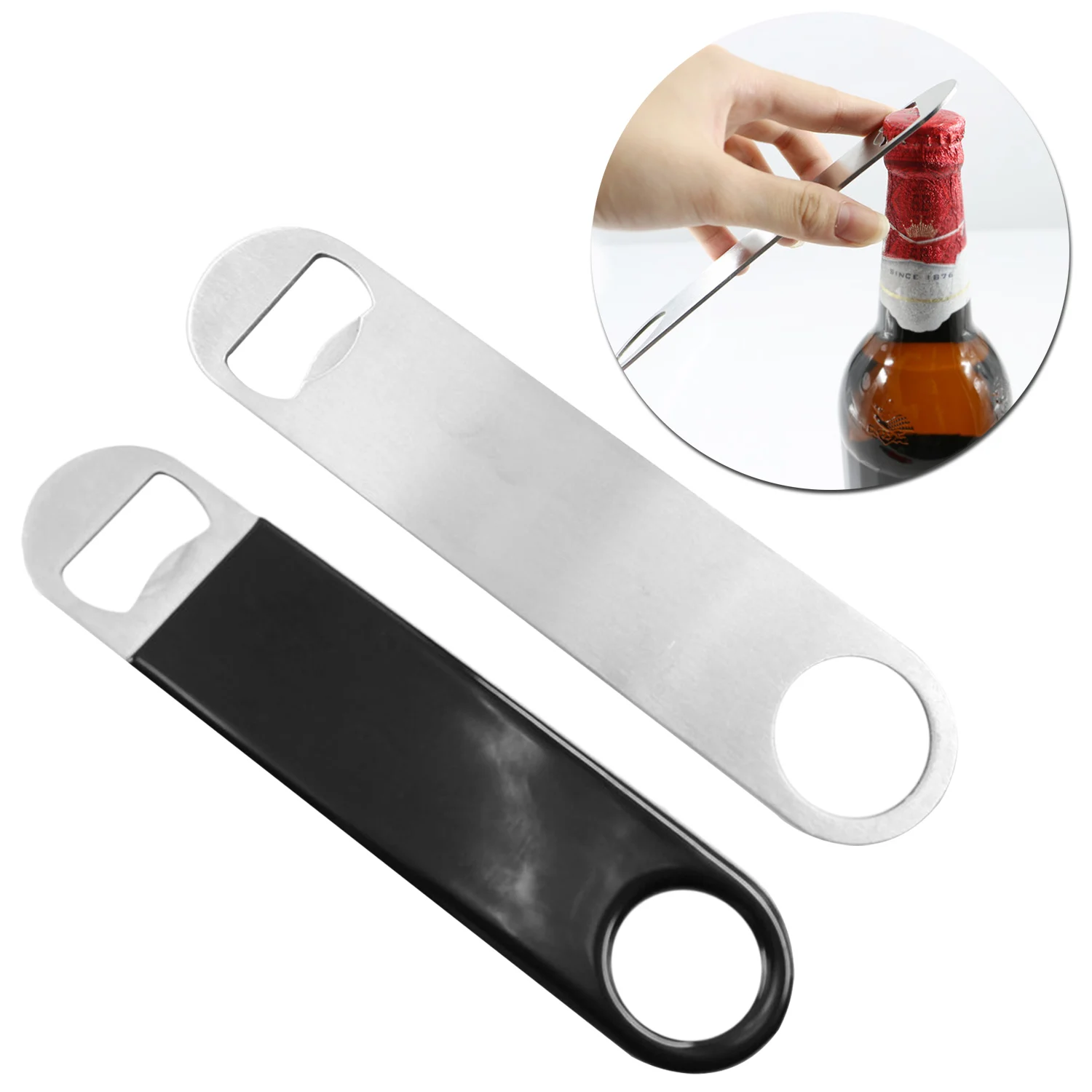Behogar Durable Stainless Steel Beer Bottle Cap Opener for House Bar Hotel Restaurant Pub KTV