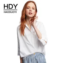 HDY Haoduoyi Women White Shirts Batwing Sleeve Button Down Shirt Ladies Blouse Casual Work Wear Fashion Blouses Female Tops