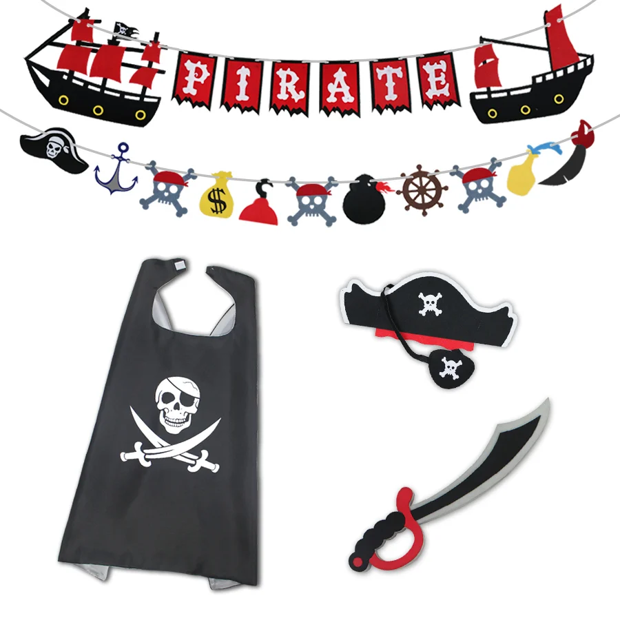 Special 70 70 Cm Pirate Cape Mask Sword Banner Themed Costumes For