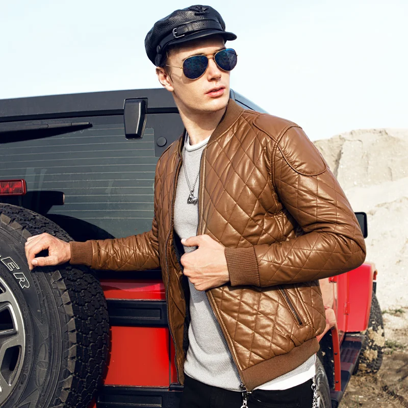 Argyle jaket для мужчин повседневное кожаная куртка Slim Fit Толстые бейсболка пальто