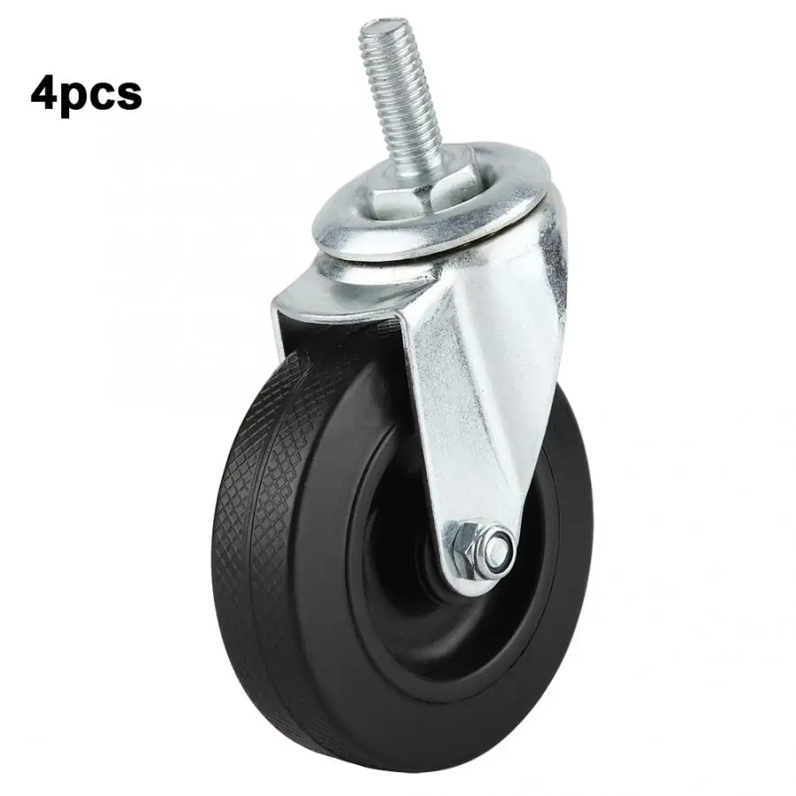 

Roller Cabinets 4Pcs 3-inch Light Weight PVC Metal GCR15 Steel Ball Black Screw Caster for Trolleys Diners Caster Wheels