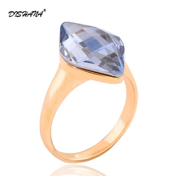 

Big square Ring Real jewelry Gold -color Micro Pave Clear AAA Cubic Zirconia Forever Ring (KA0016-4)