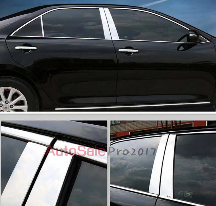 

for Toyota Camry 2015 Steel 6Pcs middle centre Window Pillars poster Cover Trim Sill
