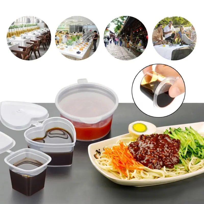 

10pcs Disposable Clear Plastic Sauce Chutney Cups Slime Storage Container Box With Lids 80ml Nov-6A