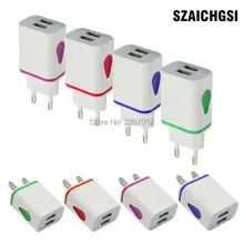 Szaichgsi красочные 3.1a нам домой зарядное устройство AC адаптер питания Разъем для Iphone 4 5 6 6S 7 7 Plus 100 шт