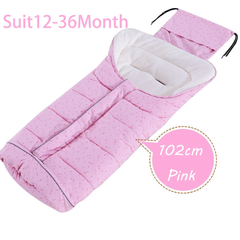 Спальный мешок, Детские Зимние коляски, уличные конверты для новорожденных, ветрозащитные спальные мешки, теплые детские плотные спальные мешки - Цвет: 102cm Pink