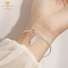 Женский 925 серебряный браслет МИЛЫЙ натуральный розовый камень Клубника Кварцевый браслет девушки счастливый Шарм круглый шарик, бусина ювелирные изделия