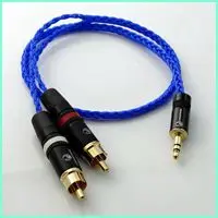 2 м 8 ядер Литцендрат оплетка 1/8 3.5 мм до 2 RCA Мужской 5N PCOCC Гибридный посеребренный кабель HiFi аудио адаптер расширенного кабель